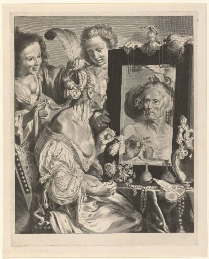 Old woman at her toilet