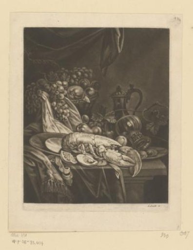 Still life with fruit and a lobster
