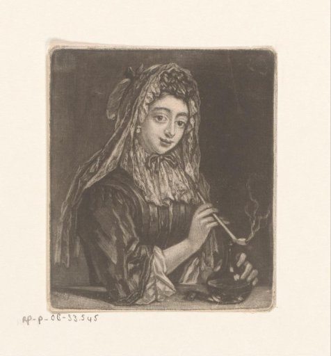 Woman smoking a pipe