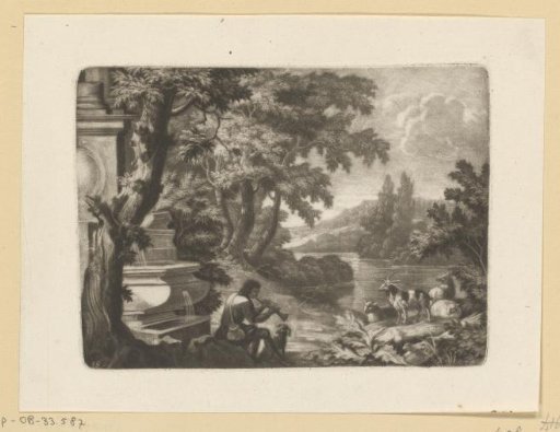 Landscape with Shepherd Playing the Shawm on a Bank