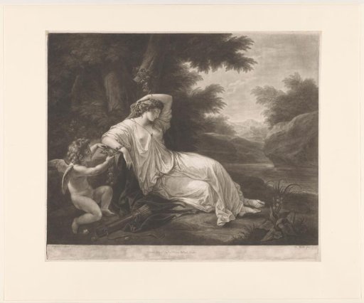 Cupid tying the sleeping Aglaia to a tree
