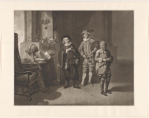 David Garrick in the role of Abel Drugger, Mr. Burton as 'Subtle' and John Palmer as 'Face'