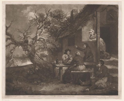 Men in conversation at an inn