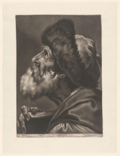Man Looking Up with Fur Cap and Book