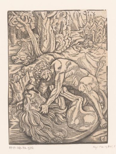 Hercules in combat with the Nemean lion