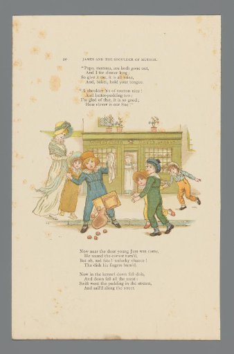 Child dropping bread in front of a bakery
