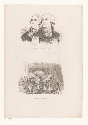 Alexandre and Charles Lameth and a group of Jacobins listening to a speech