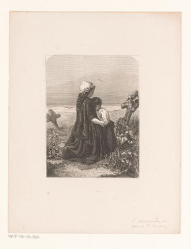 Children Mourning at a Grave
