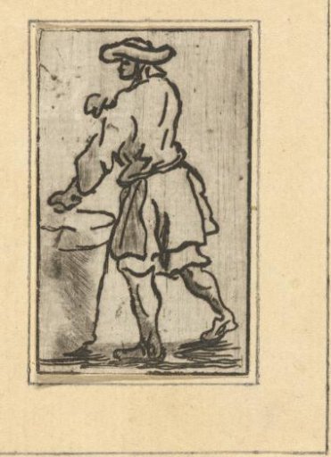 Standing man by a barrel