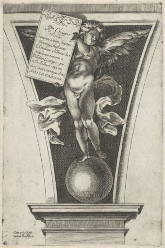 Title Print with Putto and Announcement
