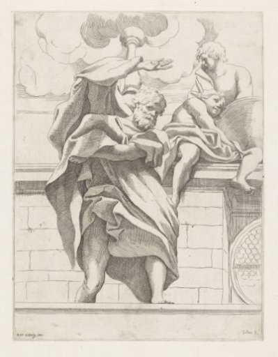 Prophet with Two Angels by a Globe