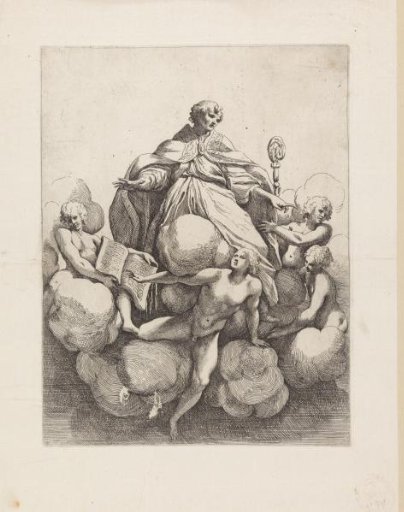 Bishop Ascending to Heaven and Surrounded by Four Angels