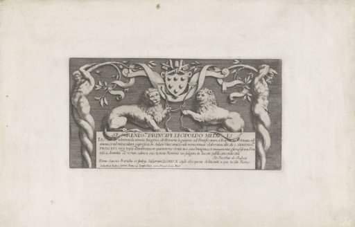 Title Page with Two Lions and Two Men Half-Grown into Trees