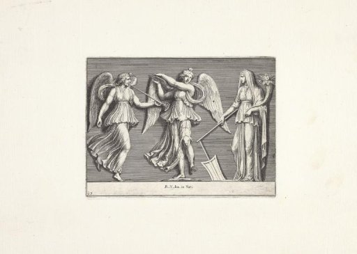 Two Angels and a Female Figure