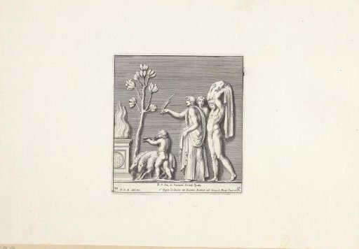 Three Men, a Child, a Sheep and a Pig Walking to an Altar