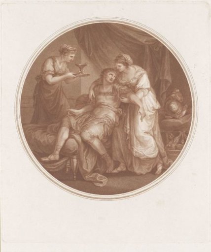 Roman Soldier Cared for by Two Women