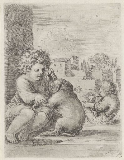 Boy training a dog