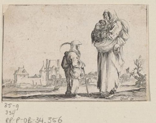 Woman with a child in her arms and a standing child
