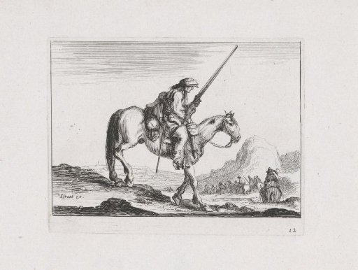 Rider with a rifle at the end of a procession