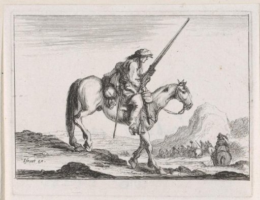 Rider with a rifle at the end of a procession