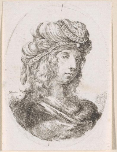 Woman with a turban with a pearl in the front center