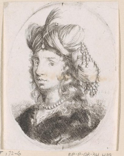 Woman with turban and pearl necklace