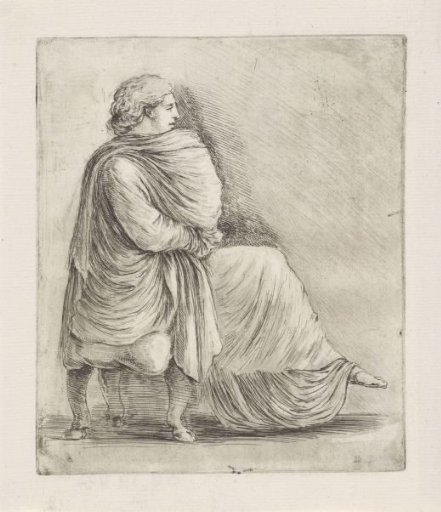 Woman with baby seated on a stool