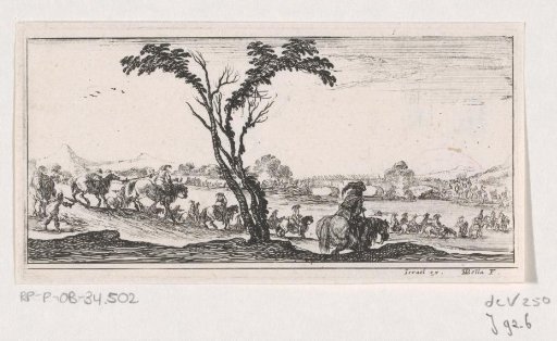 Riders crossing a river on horseback