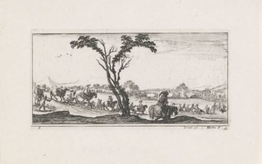Riders crossing a river