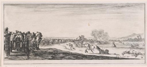 Marching and fighting soldiers with horses