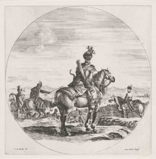 Polish man on horseback seen from behind