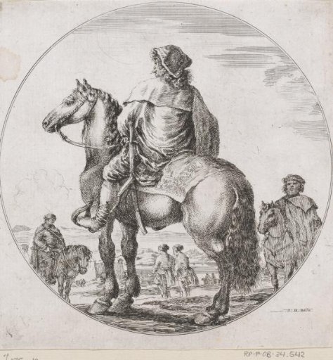 Hungarian man on horseback seen from behind