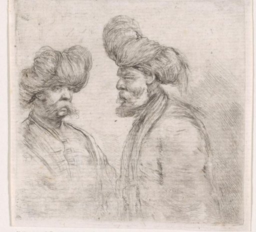 Two Turkish men with moustaches and turbans