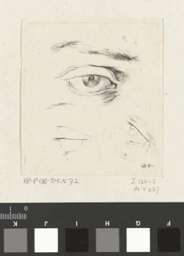 Three eyes, two of which with eyebrows