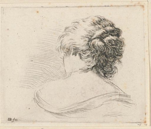 Bust of a woman, seen from the back
