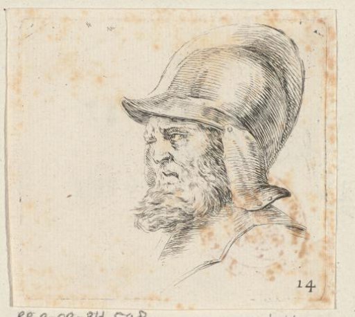 Head of a satyr with beard and tambourine