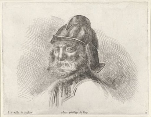 *Hoofd van een oude soldaat met baard en halm* -> Head of an old soldier with beard and straw