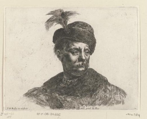 *Buste van een Poolse man met snor en muts met pluim* -> Bust of a Polish man with moustache and cap with plume