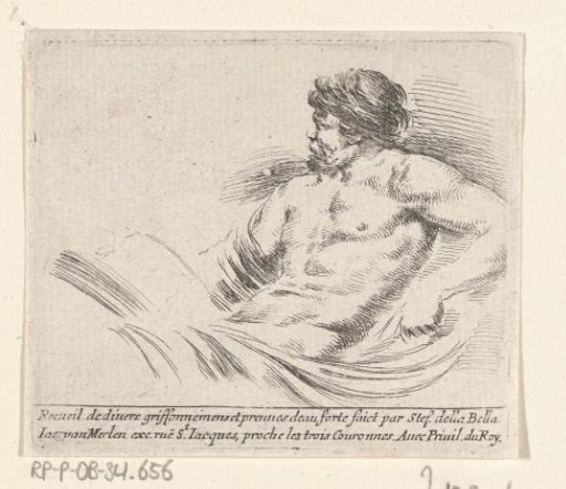 *Titelprent met achteroverleunende naakte man* -> Title page print with a reclining naked man