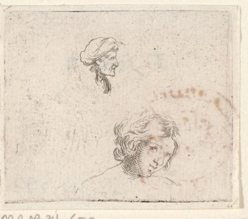 Heads of an old and of a young woman