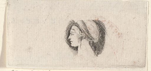 Head of a woman, in profile to the left