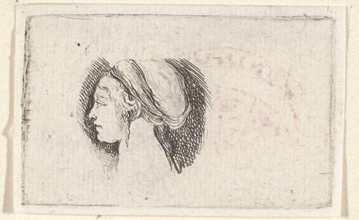Head of a woman, in profile to the left