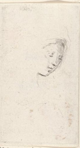 Face of a young woman, turned to the right
