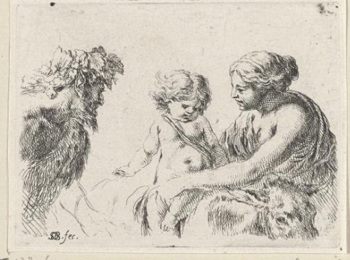 Woman with child and satyr