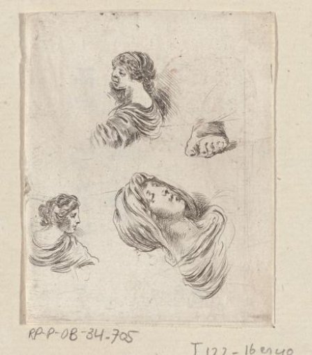 Three heads of women and a foot