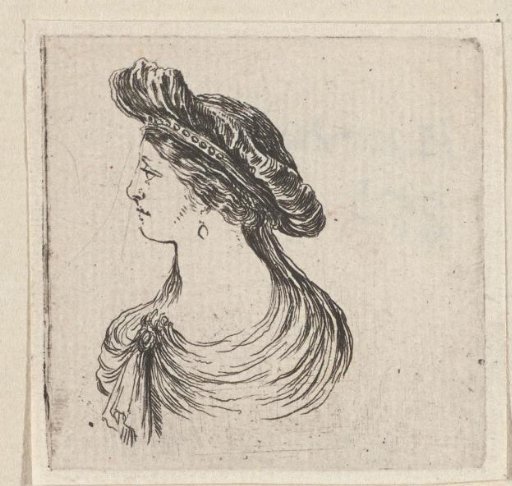 Woman with beret, in profile to the left