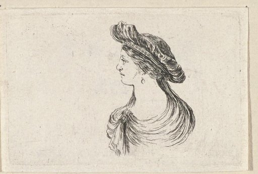 Woman with beret, in profile to the left