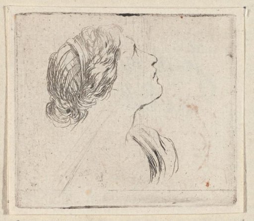 Head of a woman, looking up to the right