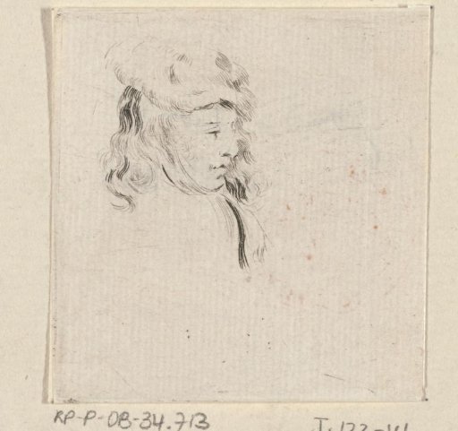 Head of a woman with hat, turned to the right