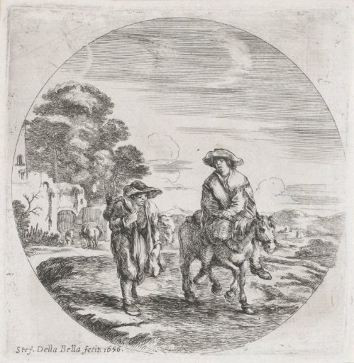 Peasant on horseback and peasant on foot